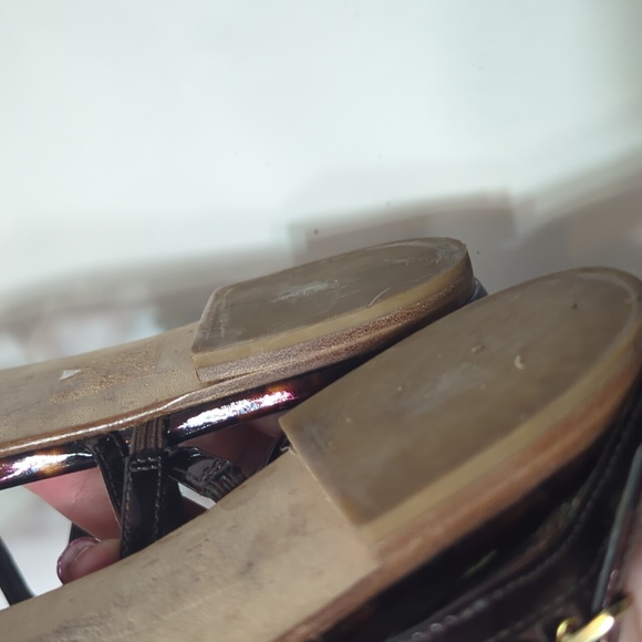 Stuart Weitzman Womens Strappy Sandal Patent Tortoiseshell Flats Neutral sz 8.5 - Picture 7 of 11